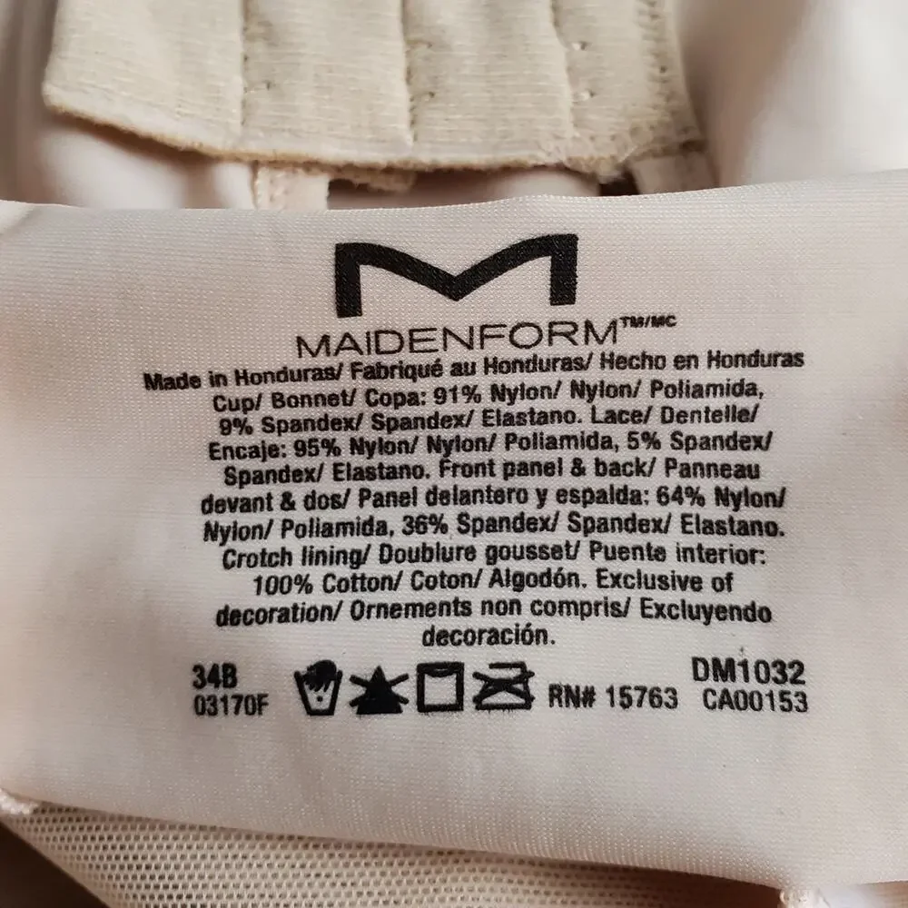 Maidenform Shapewear Firm Control Bra Slip 34B Cool Comfort Anti-Static DM1032